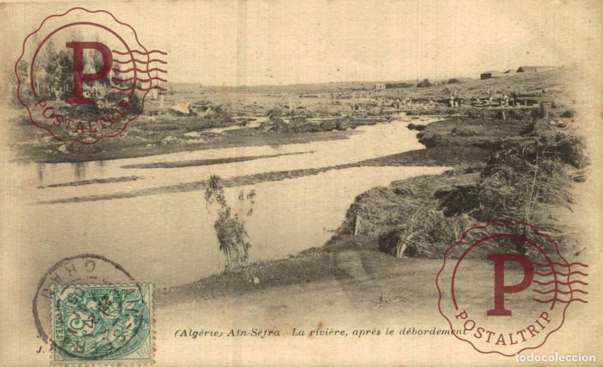 Postales: ARGELIA. ALGERIE. Ain S&eacute;fra -la rivi&egrave;re apr&egrave;s le d&eacute;bordement