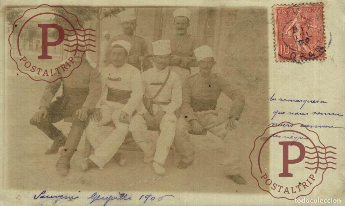 Postkarten: ARGELIA. ALGERIE. SOUVENIR DE GERYVILLE. MILITAR. RPPC. FOTOGRAFICA, 1906 MILITAIRE