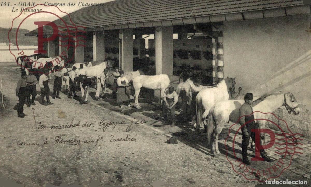 Postkarten: ARGELIA. ALGERIE. ORAN CASERNE DES CHASSEURS DAFRIQUE LE PANSAGE
