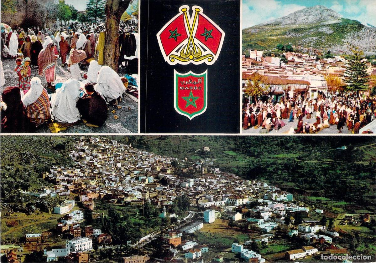 Postales: Postal de Marruecos Vistas de Chefchaouen y Escudo Nacional