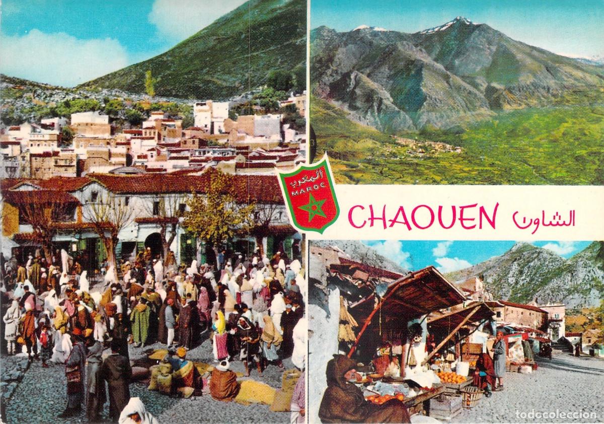 Postales: Postal de Chaouen Marruecos con Vistas de la Ciudad y Mercado