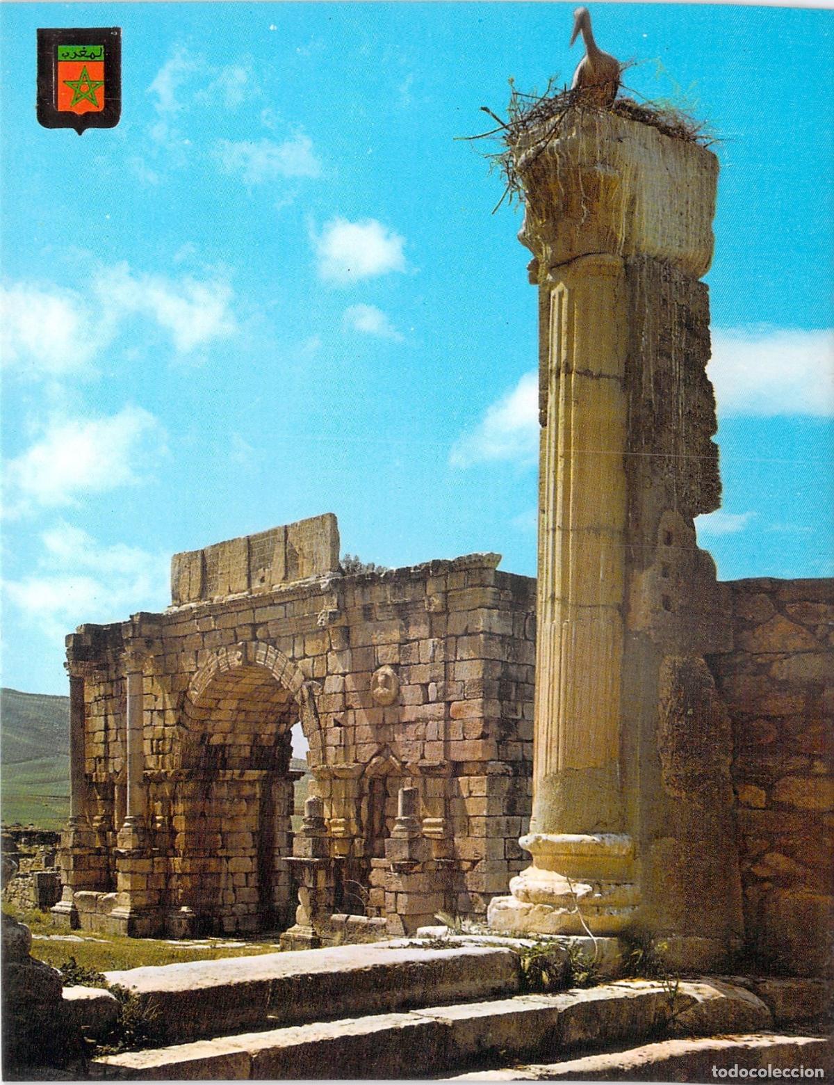 Postales: Postal de Volubilis, Arco del Triunfo de Caracalla, Marruecos