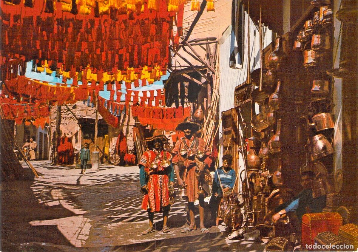 Postales: Postal de Marrakech: El Zoco de los Tintoreros, Marruecos