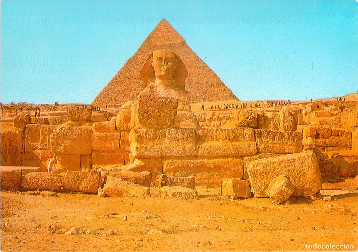Postales: Tarjeta Postal de la Gran Esfinge y Pir&aacute;mide de Kefr&eacute;n en Giza, Egipto