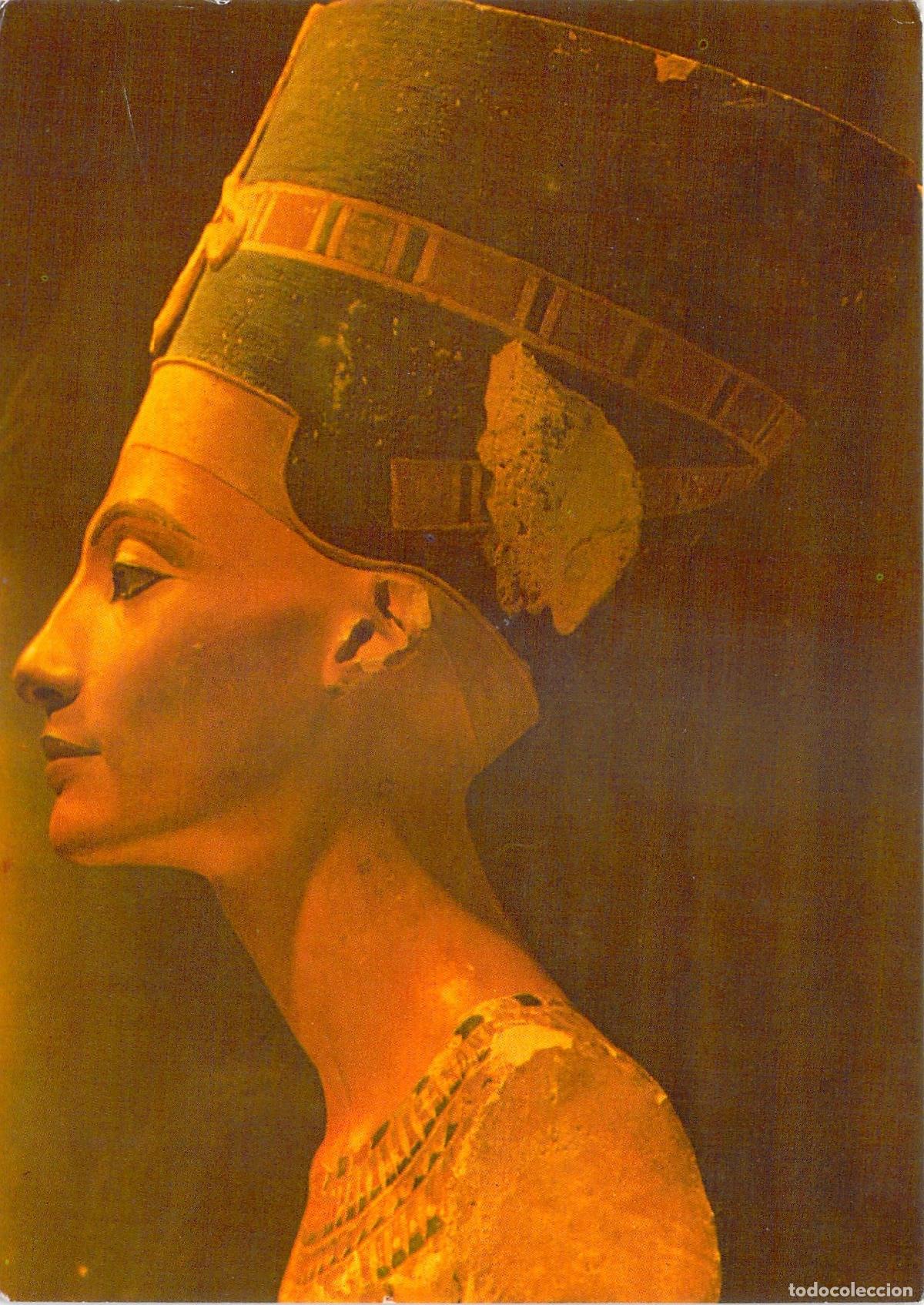 Postales: Postal de Nefertiti, Busto de Piedra Caliza, Arte de Egipto