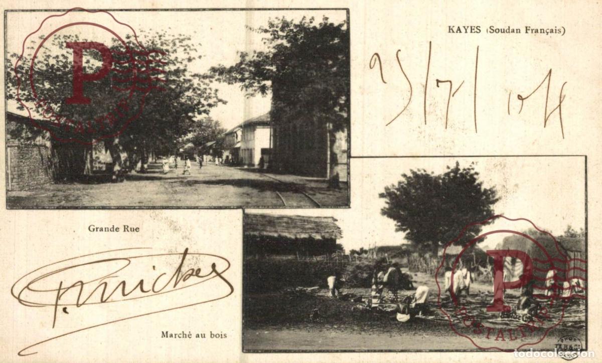 Postales: SUDAN. SOUDAN FRANCAIS. KAYES - Grande Rue - March&eacute; au bois