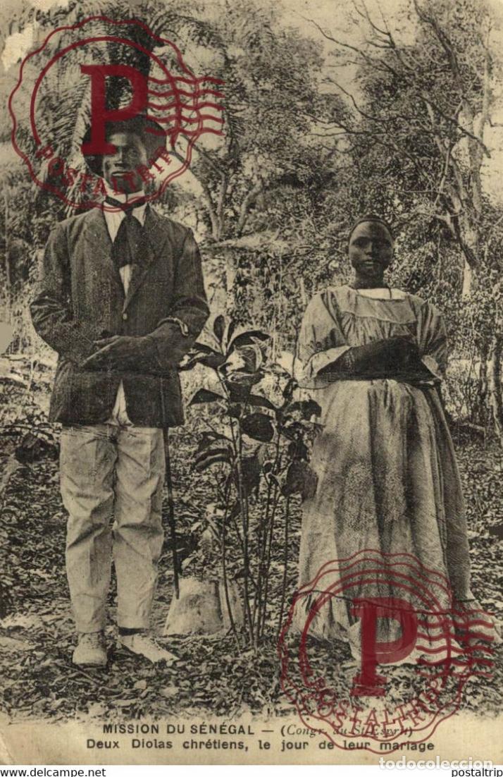 Postales: AFRICA. SENEGAL. Mission du Senegal. Congres du Saint Esprit - Deux diolas chretiens le jour de leur