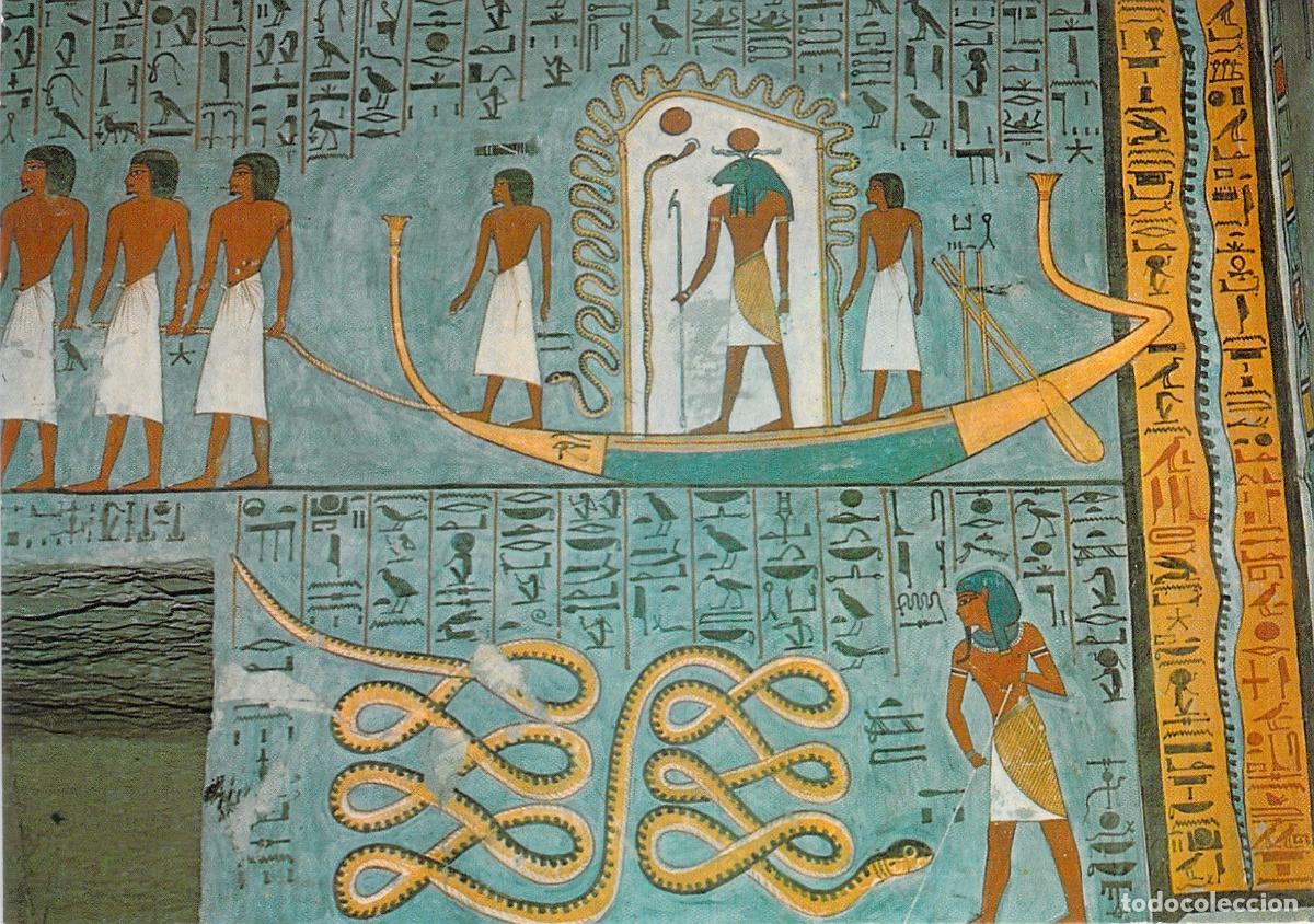 Postales: Postal de la Tumba de Rams&eacute;s I, Tebas, Egipto - Barca de Ra