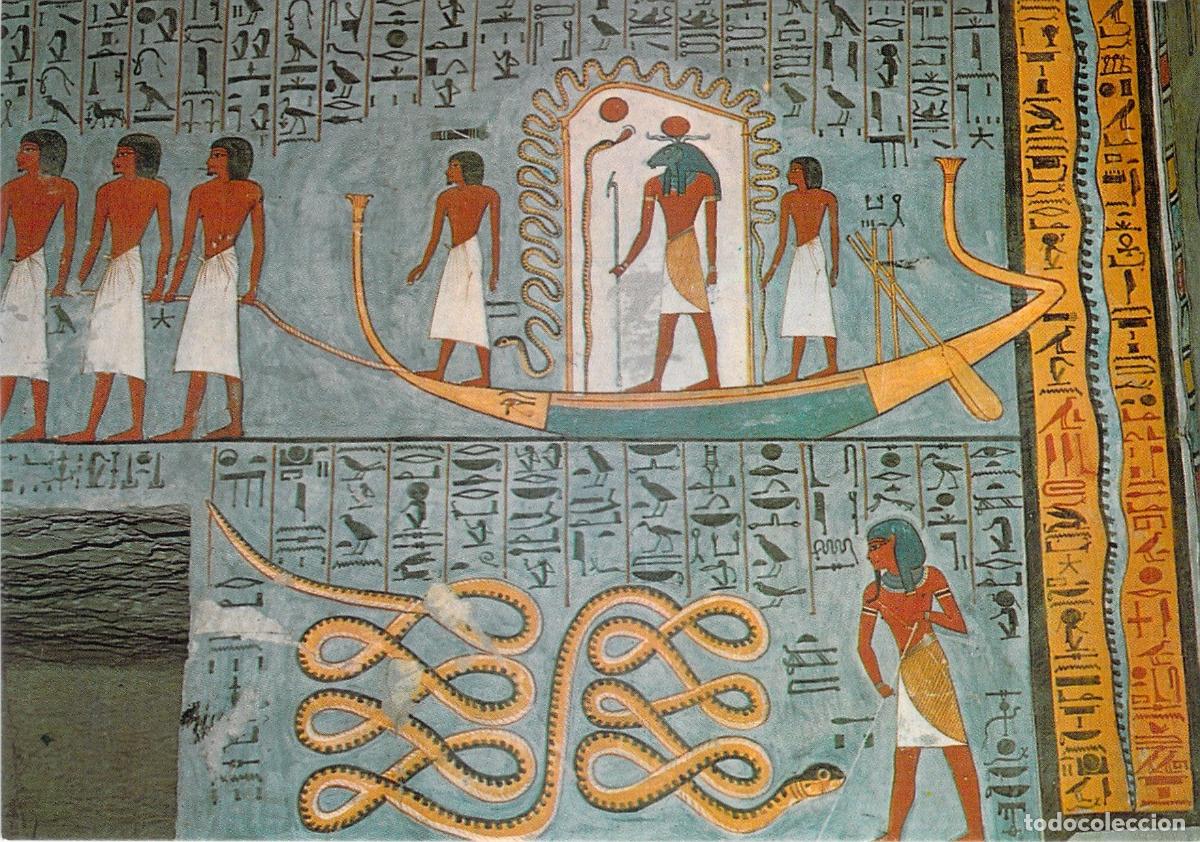 Postales: Postal de la Barca de Ra, Tumba de Rams&eacute;s I, Tebas, Egipto