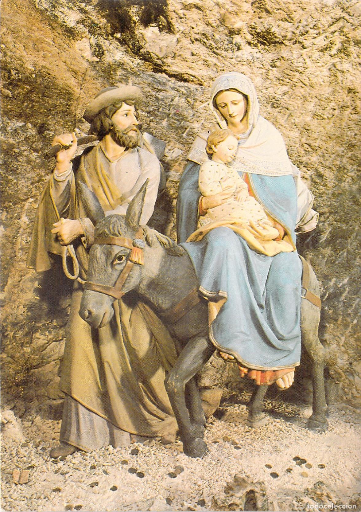 Postales: Postal de la Sagrada Familia viajando al desierto hacia Egipto