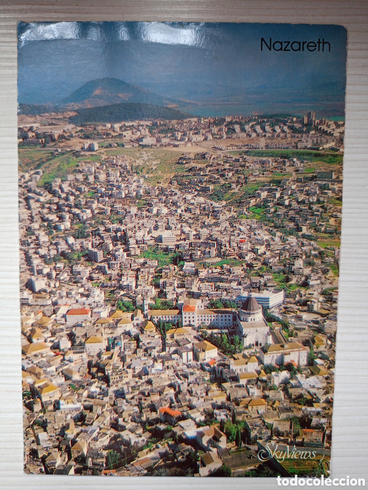 Postales: Nazareth bird's eye view with Mt.Tabor in the background