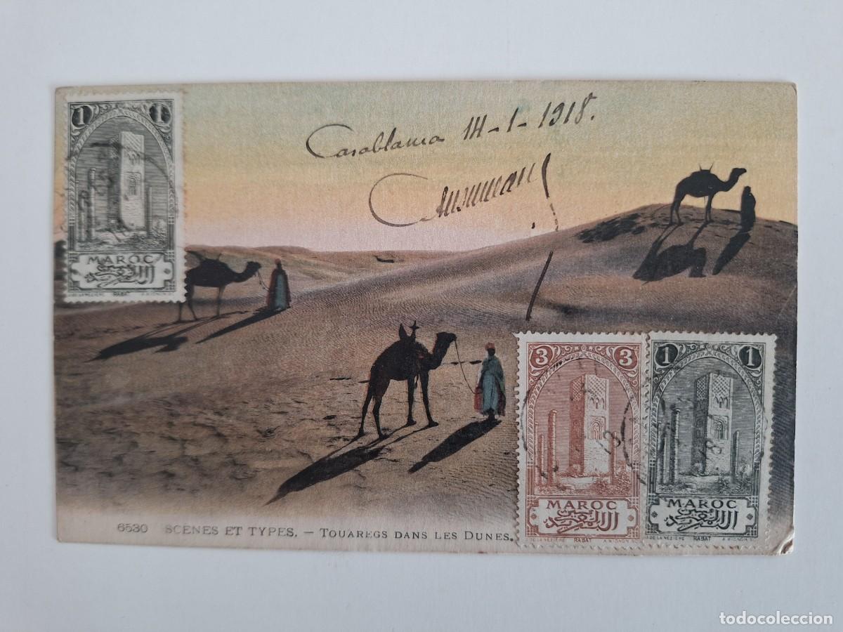 Postales: ANTIGUA POSTAL ESCENAS TIPICAS TUAREGS EN LAS DUNAS CASABLANCA A&Ntilde;O 1918 RV 2820