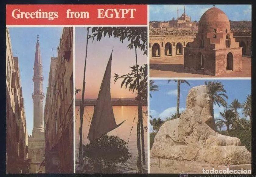 Cartes Postales: Egipto. *Greetings...* Sin datos editor. Escrita.
