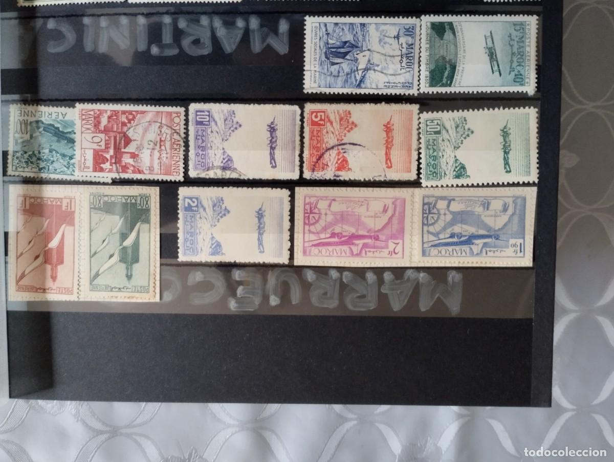 Postales: Sellos de Marruecos nuevos y con matasellos