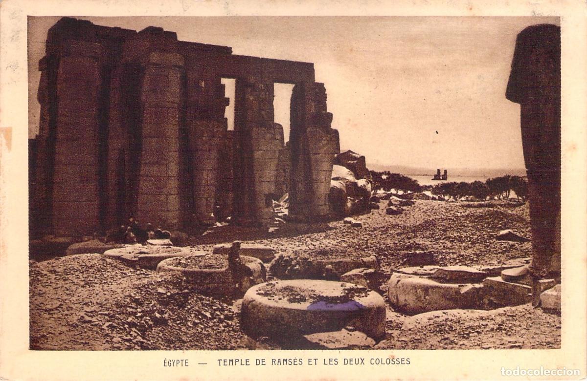 Postales: Postal Antigua del Templo de Rams&eacute;s y los Colosos en Egipto
