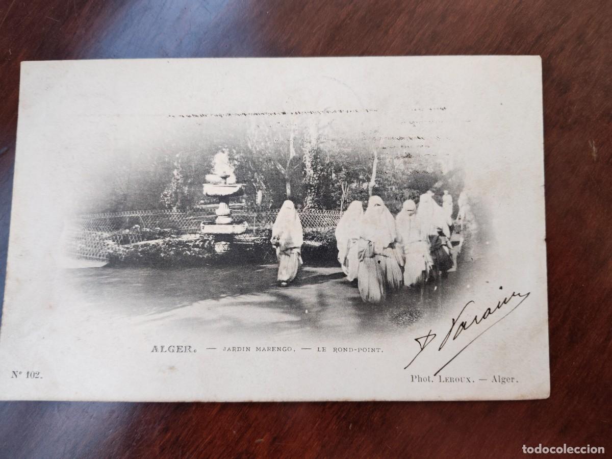 Postales: Alger- Jardin Marengo- Le Rond-Point. Har&eacute;n. Principios del XX.