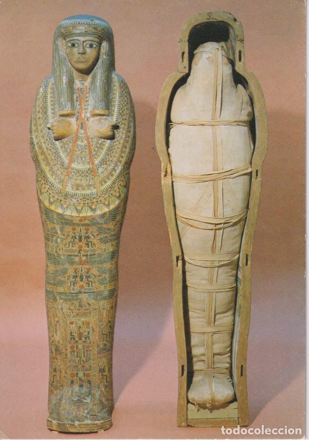 Postales: EGIPTO, TEBAS, MOMIA Y SARC&Oacute;FAGO SACERDOTISA, DINASTIA XXI - MUSEO BRITANICO - S/C