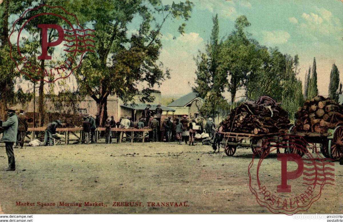 Cartoline: SUDAFRICA SOUTH AFRICA. MARKET SQUARE MORNING MARKET ZEERUST TRANSVAAL
