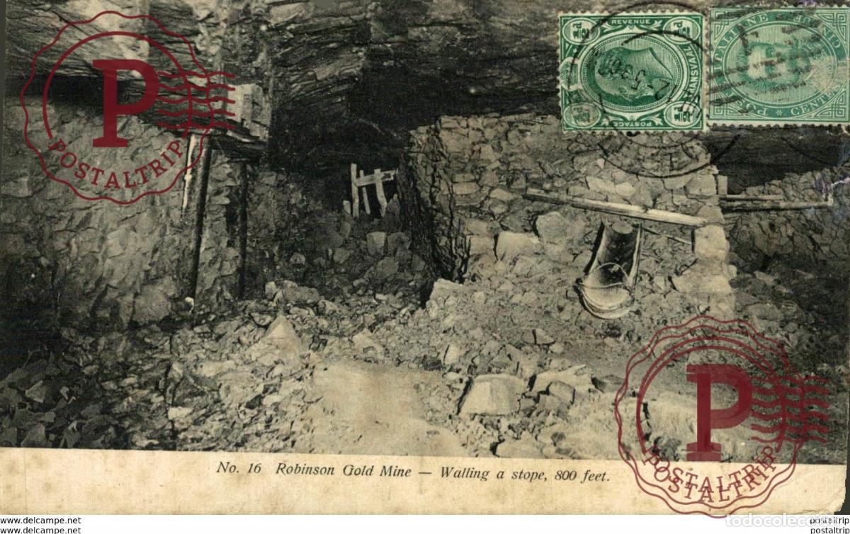 Cartes Postales: SUDAFRICA SOUTH AFRICA. ROBINSON GOLD MINE. - WALLING A STOPE MINA