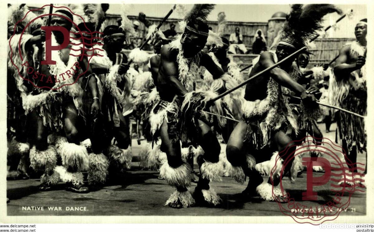 Postkarten: SUDAFRICA SOUTH AFRICA . NATIVE WAR DANCE