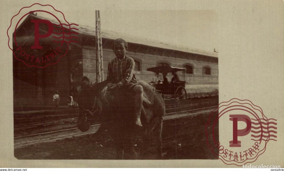 Postales: AFRICA. SUDAFRICA. SOUTHAFRICA. CAPE TOWN 1912 RPPC RAILWAY STATION. DONKEY.