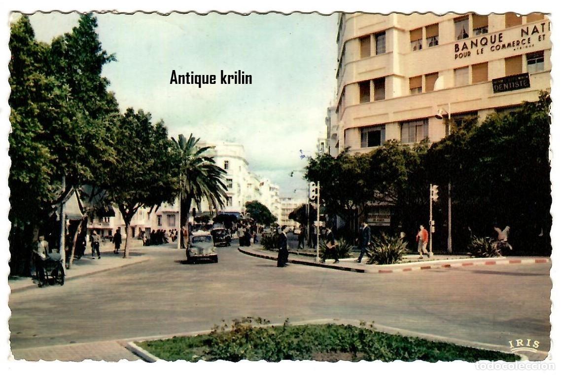 Postales: TANGER / PLACA DE FRANCE ET BOULEVARD PASTEUR / LA CIGOGNE N&ordm; 9932631 / FRANQUEADA