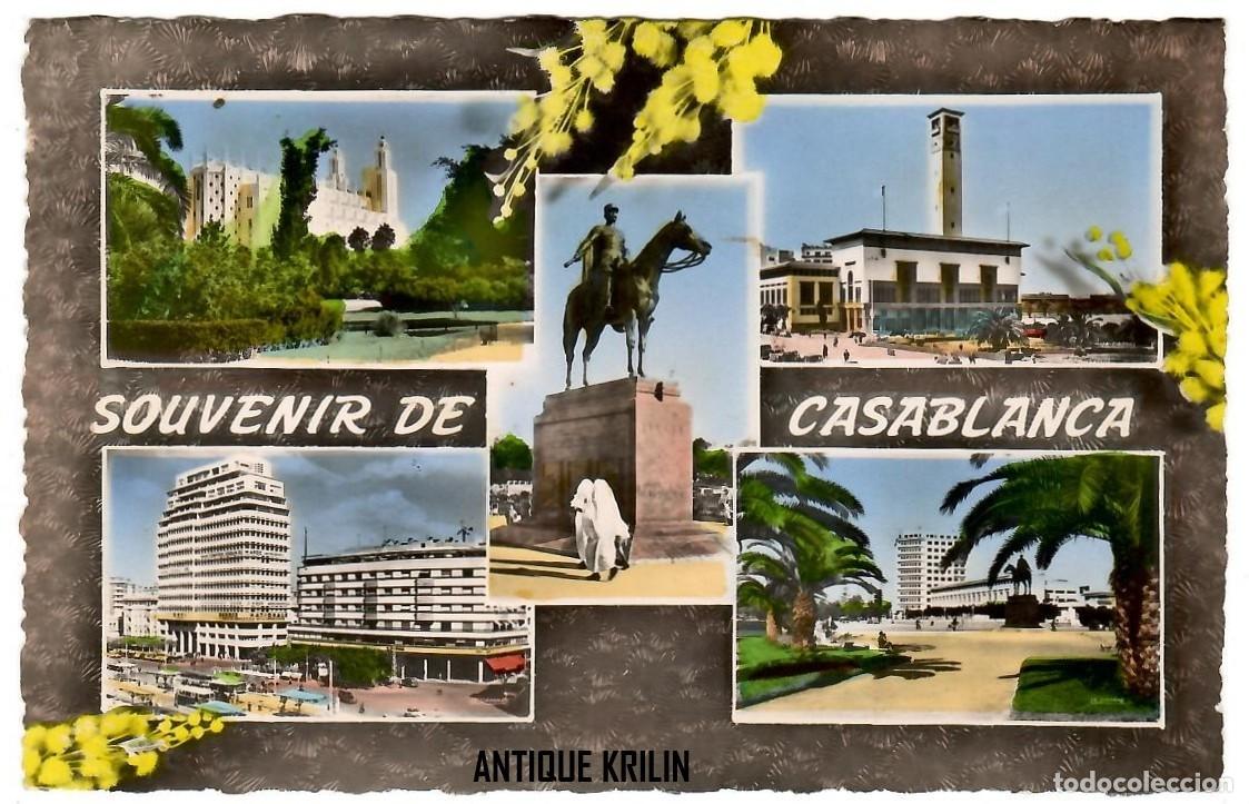Postales: CASABLANCA / SOUVENIR DE CASABLANCA / EDITION LA CIGOGNE N&ordm; 9510201 / FRANQUEADA