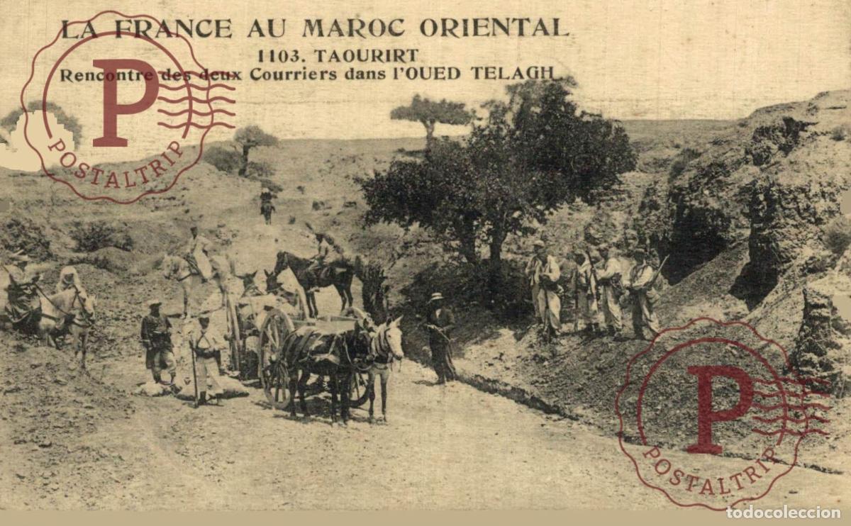 Postales: MARRUECOS. MAROC TAOURIRT Rencontre des deux Courriers dans lOued Telagh