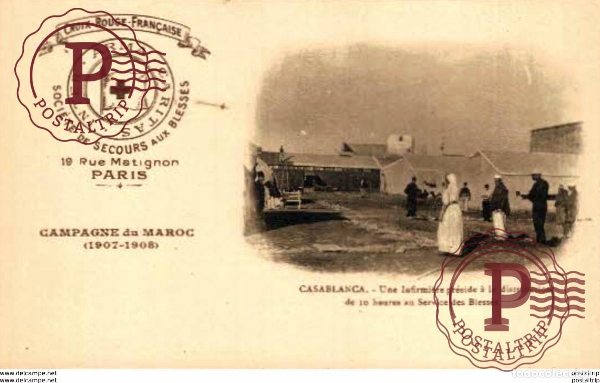 Postales: MARRUECOS MOROCCO. CASABLANCA- CROIX ROUGE FRANCAISE- UNE INFIRMIERE PRESIDE A LA DISTRIBUTION DE