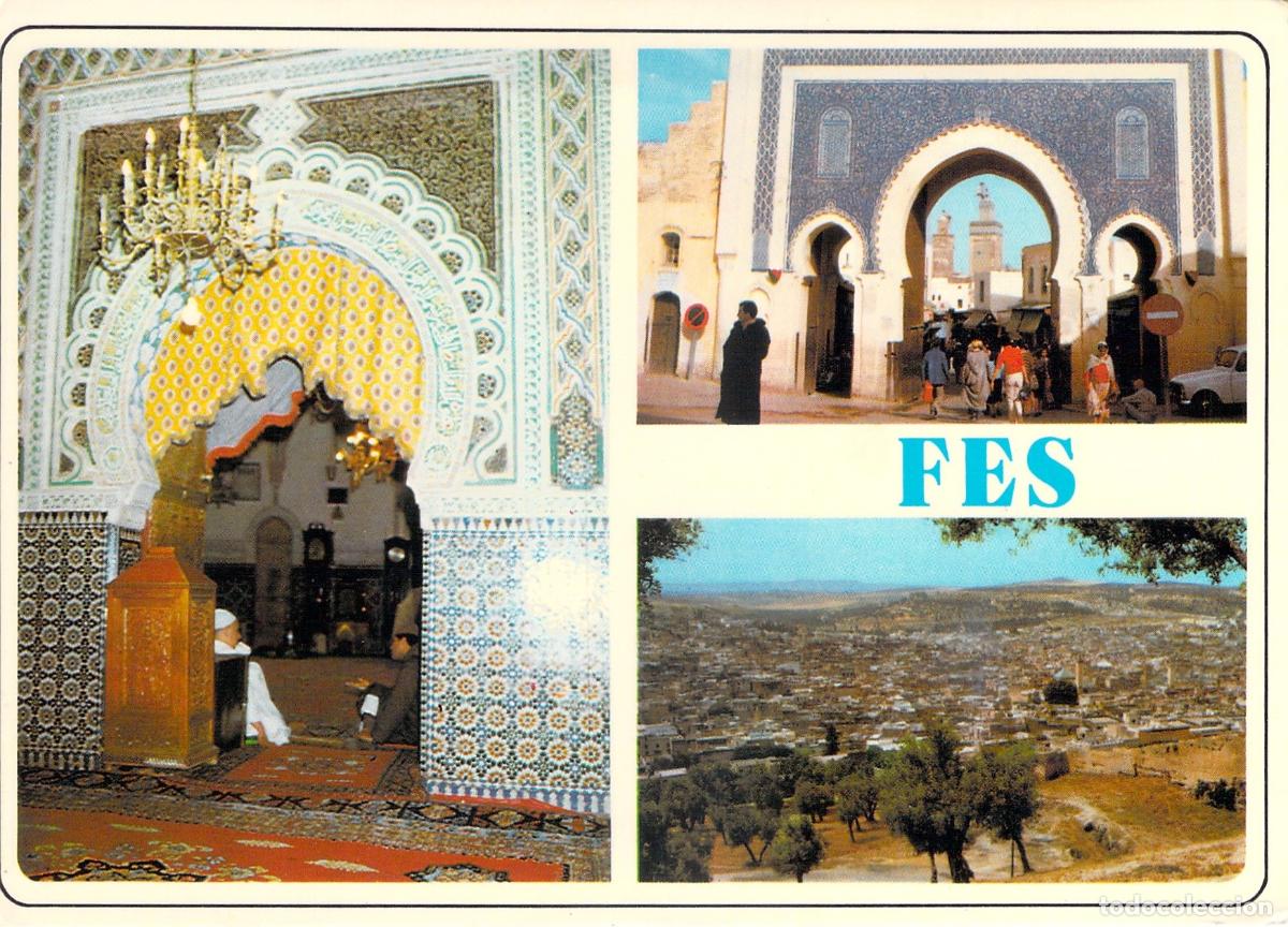 Postcards: Postal Multivista de Fez: Bab Bou Jeloud y Moulay Idriss