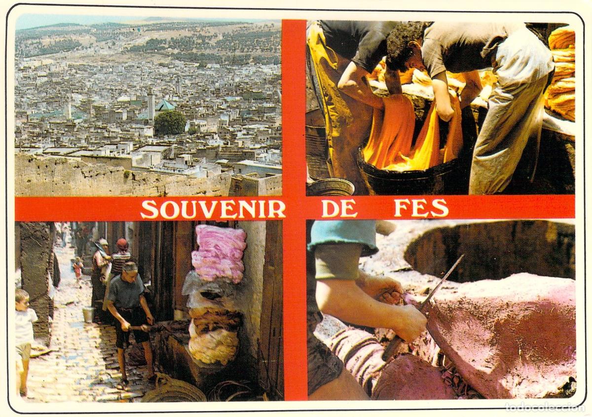 Postales: Postal Souvenir de Fes Marruecos Vista General y Tintoreros