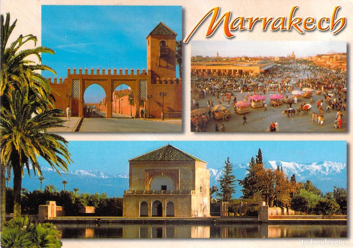 Postales: Postal Multivista de Marrakech con Vistas de la Ciudad y Jardines