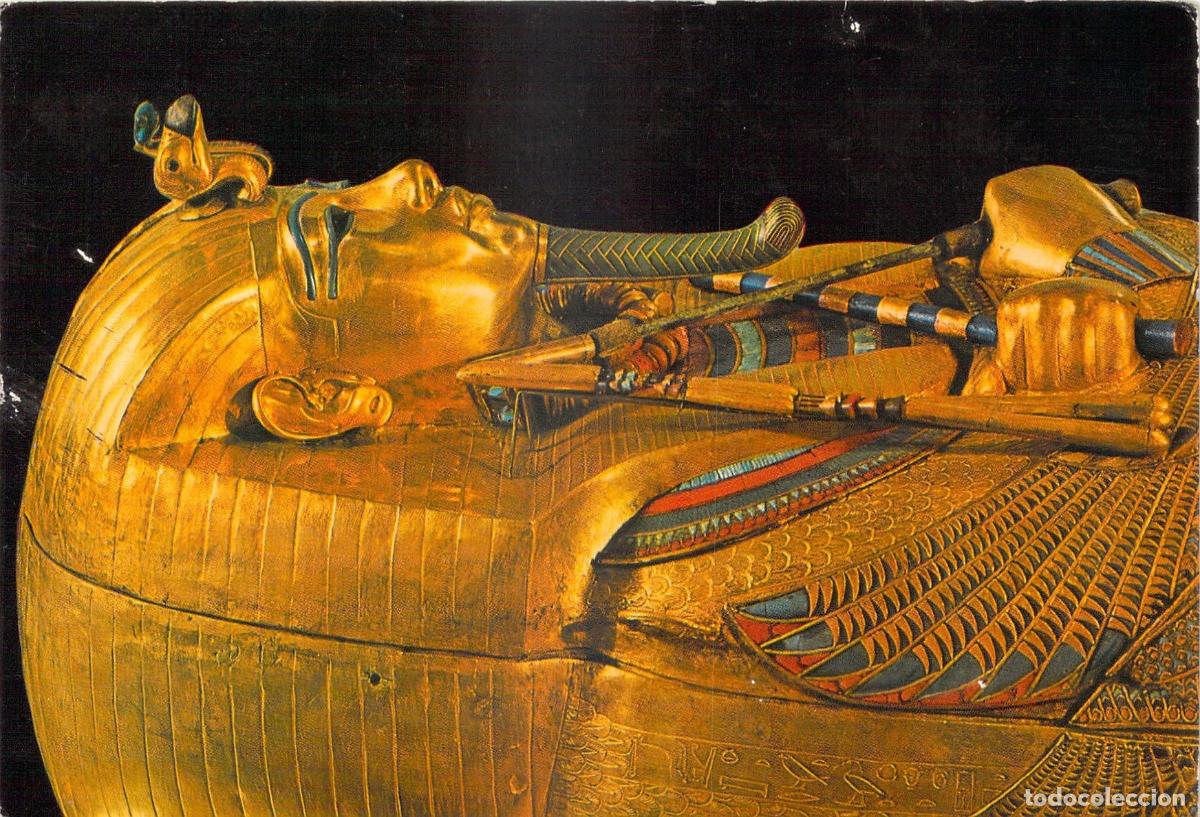Postales: Postal del Segundo Sarc&oacute;fago de Tutankam&oacute;n, Museo Egipcio de El Cairo