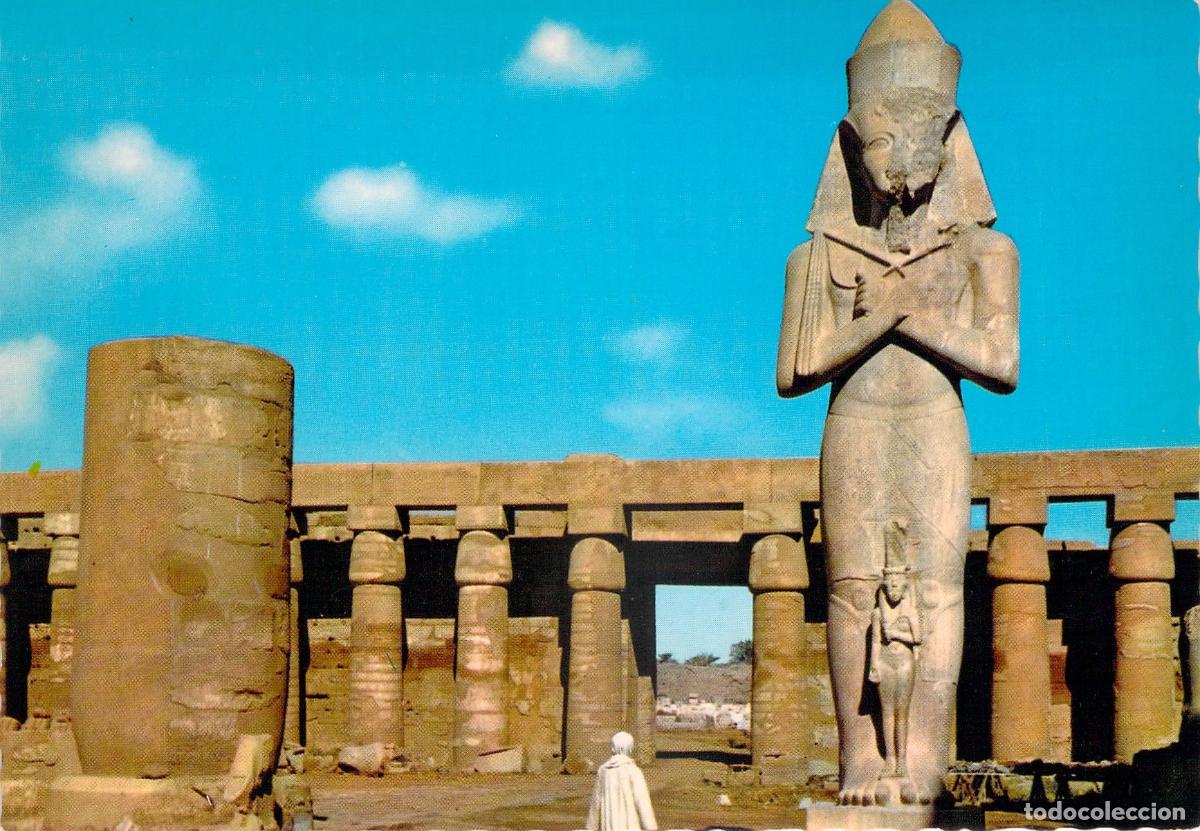Postales: Postal de Karnak: Templo de Am&oacute;n-Ra con Estatua de Taharqa
