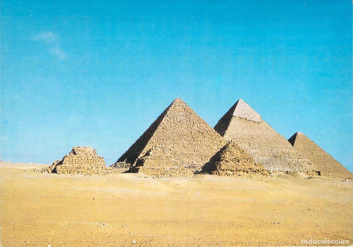 Postales: Postal de las Pir&aacute;mides de Giza: Micerino, Kefr&eacute;n y Keops, Egipto