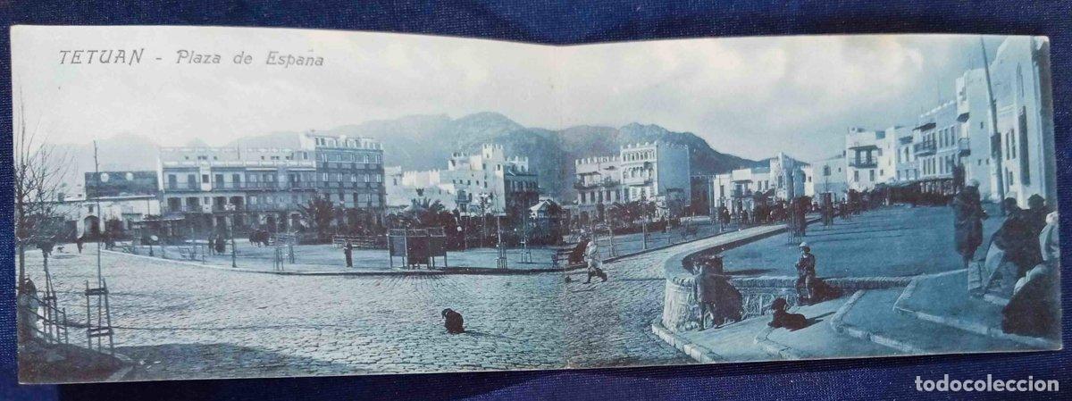 Postales: TETUAN. PLAZA DE ESPA&Ntilde;A. POSTAL DOBLE.