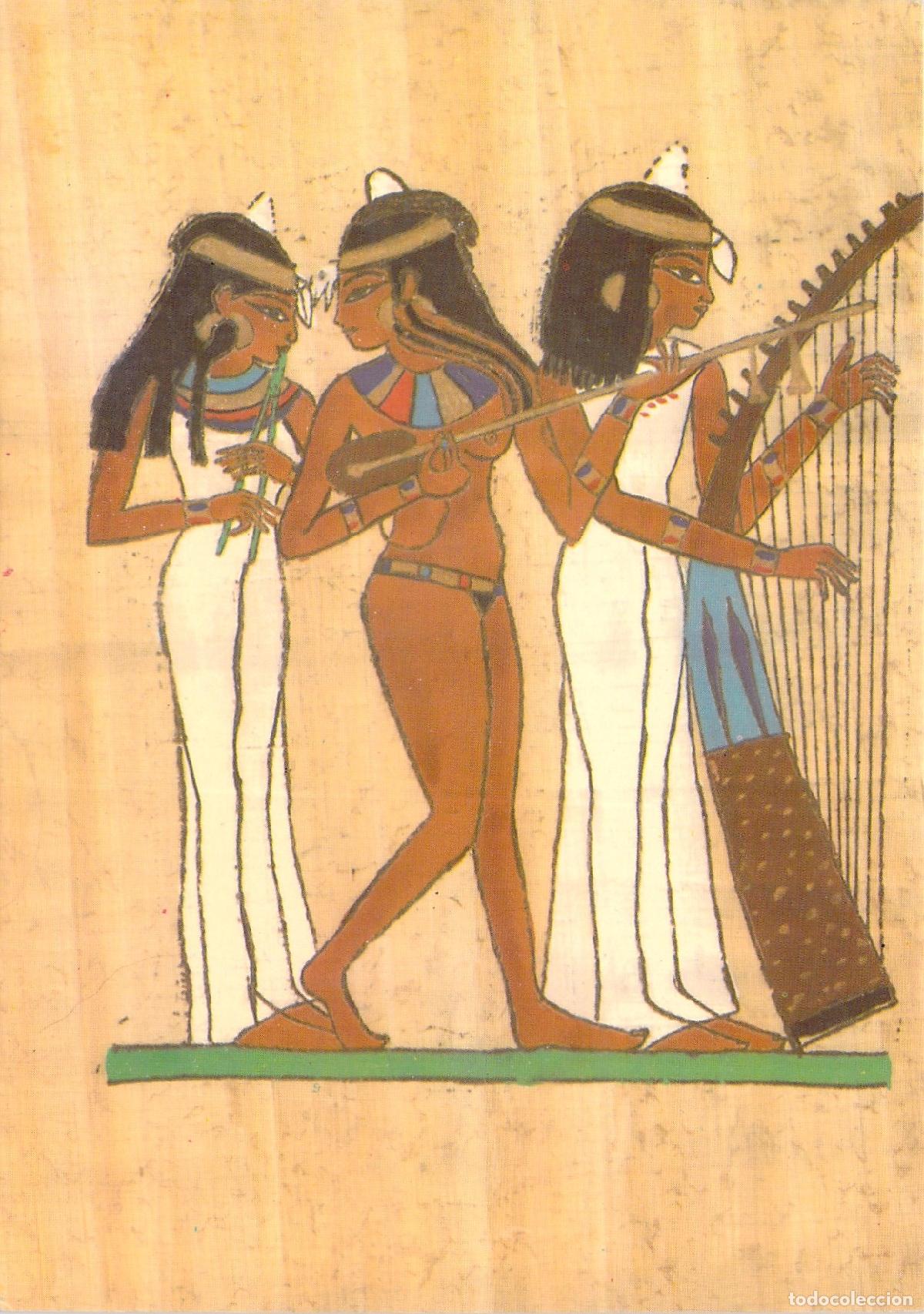 Postales: Postal de Pintura Mural Egipcia, Chicas M&uacute;sicas, Tumba de Nakht