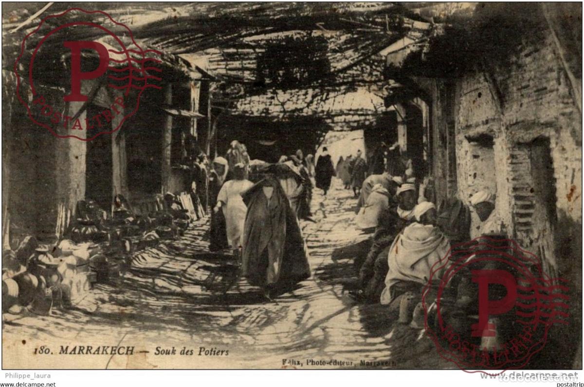 Postales: CPA...MAROC..MARRAKECH... Souk des Potiers....N&deg;180 MAROC