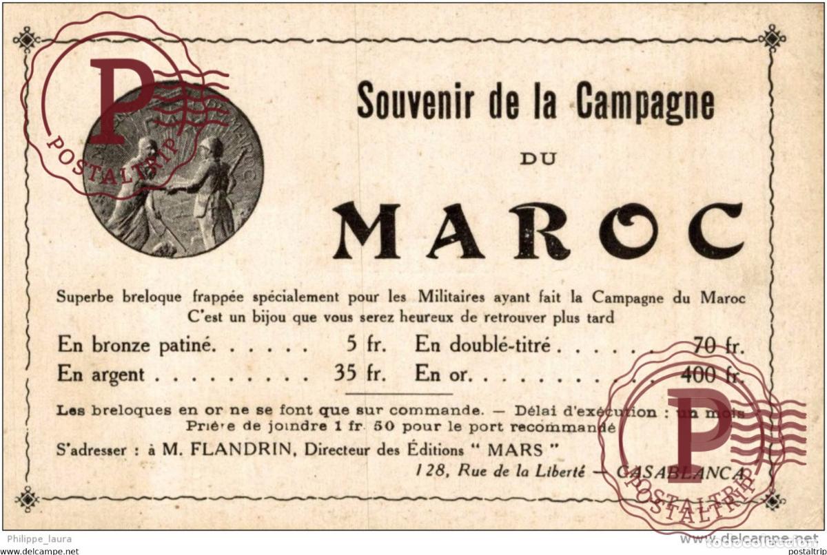 Cartes Postales: SOUVENIR DE LA CAMPAGNE DU MAROC. FOTO FLANDRIN