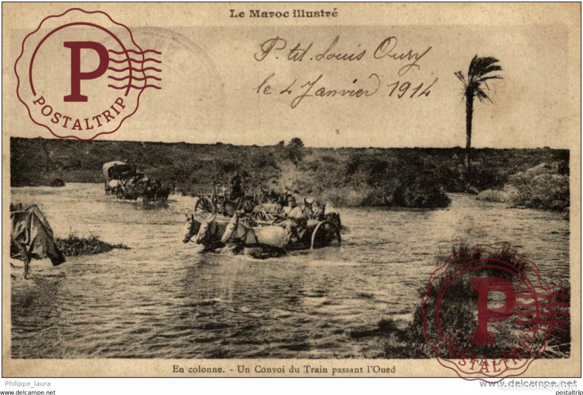 Cartes Postales: CPA UNIQUE CPA MAROC - MILITAIRES OFFICIELLES - EN COLONNE UN CONVOI DU TRAIN PASSANT LOUED