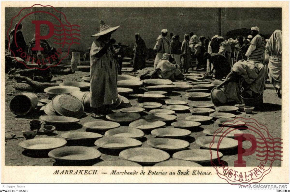 Postales: CPA UNIQUE CASABLANCA MARCHANDS DE POTERIES AU SOUK KBEMIS