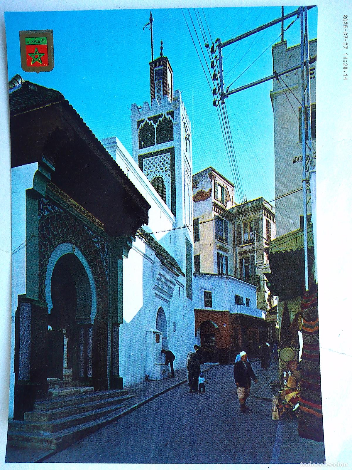 Postales: POSTAL DE TANGER ( MARRUECOS ): CALLE MARINA Y MEZQUITA GRANDE . A&Ntilde;OS 60, DE ESCUDO DE ORO