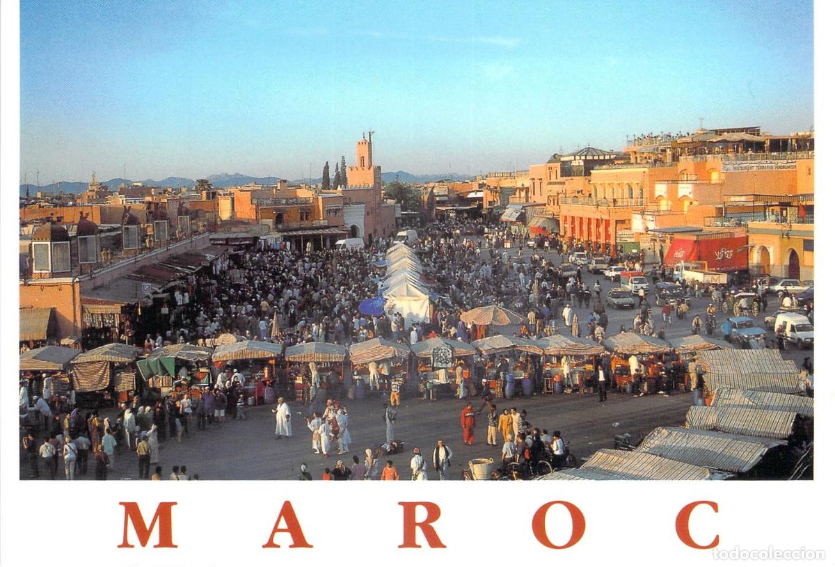 Postales: Postal de la Plaza Jemaa El Fna en Marrakech Marruecos