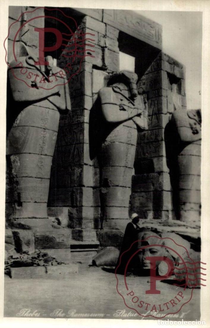 Postales: EGIPTO. Egypt. Egypte. RPPC. Thebes - The Rameseum - Statue Of Rameses II . FOTOGRAFICA. Lehnert & L