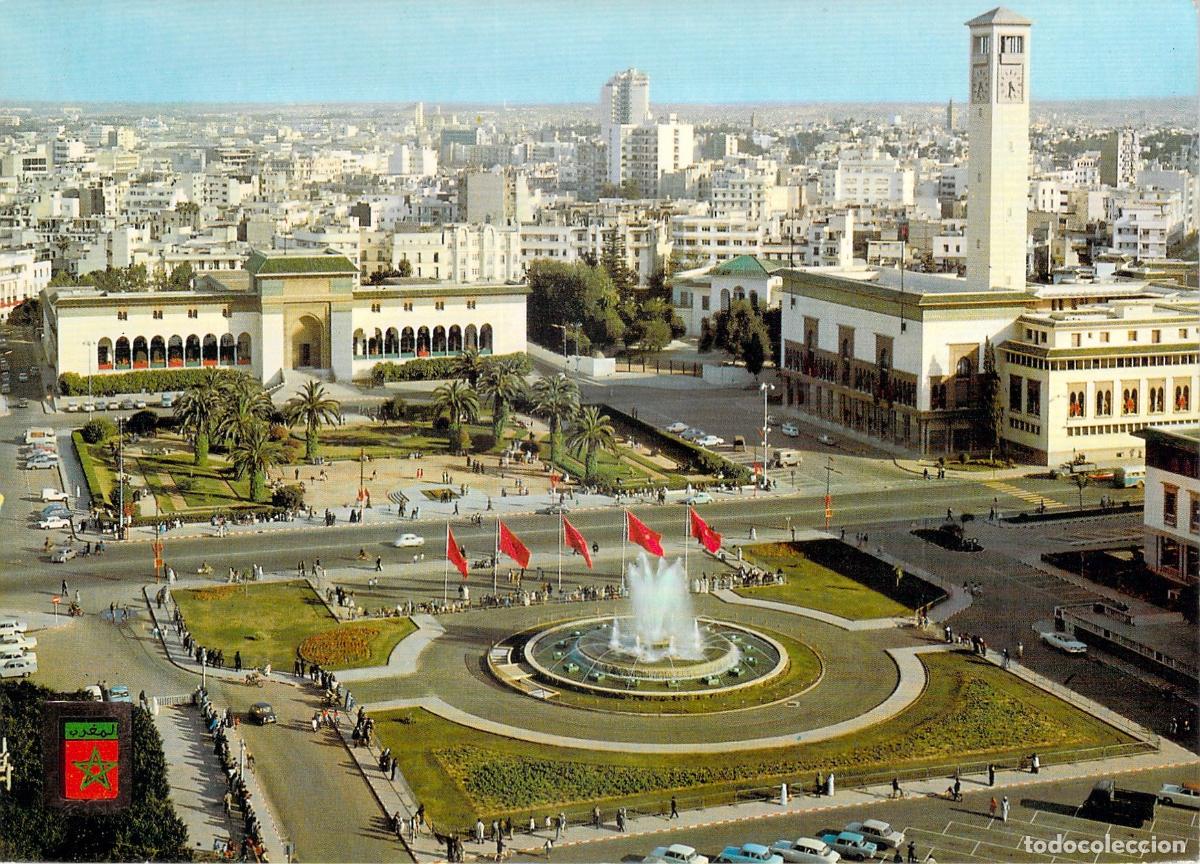 Postales: Postal de la Plaza de las Naciones Unidas y Fuente Luminosa, Casablanca