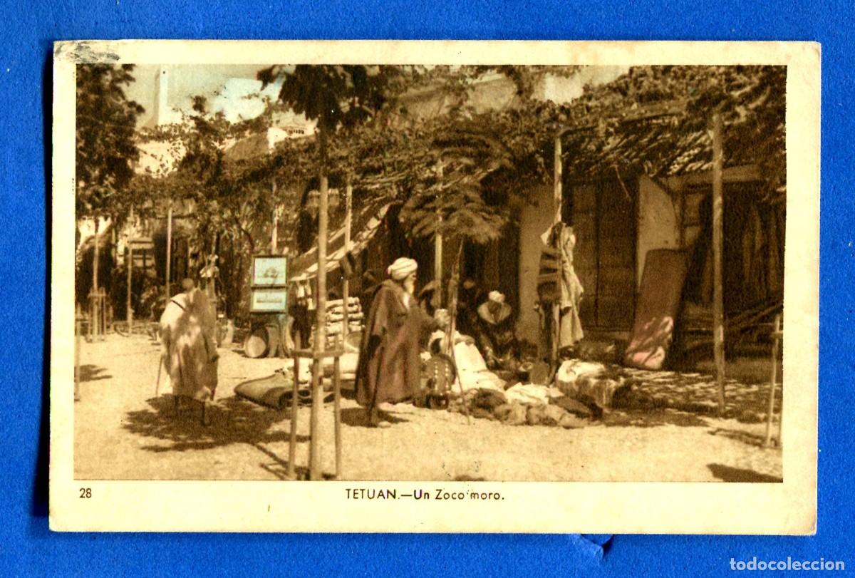 Postales: POSTAL CIRCULADA TETUAN 28 UN ZOCO MORO EDITA ARRIBAS