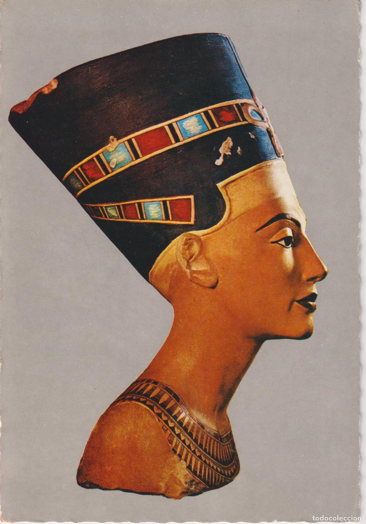 Postales: EGIPTO, PRECIOSA CABEZA EN COLOR DE LA REINA NEFERTITI (18 DINASTIA) - ESCRITA