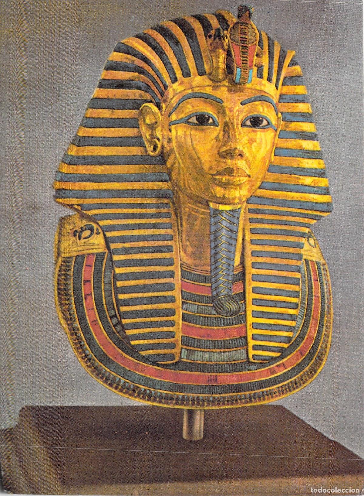 Postales: Postal de la M&aacute;scara de Oro de Tutankam&oacute;n Egipto Lehnert & Landrock