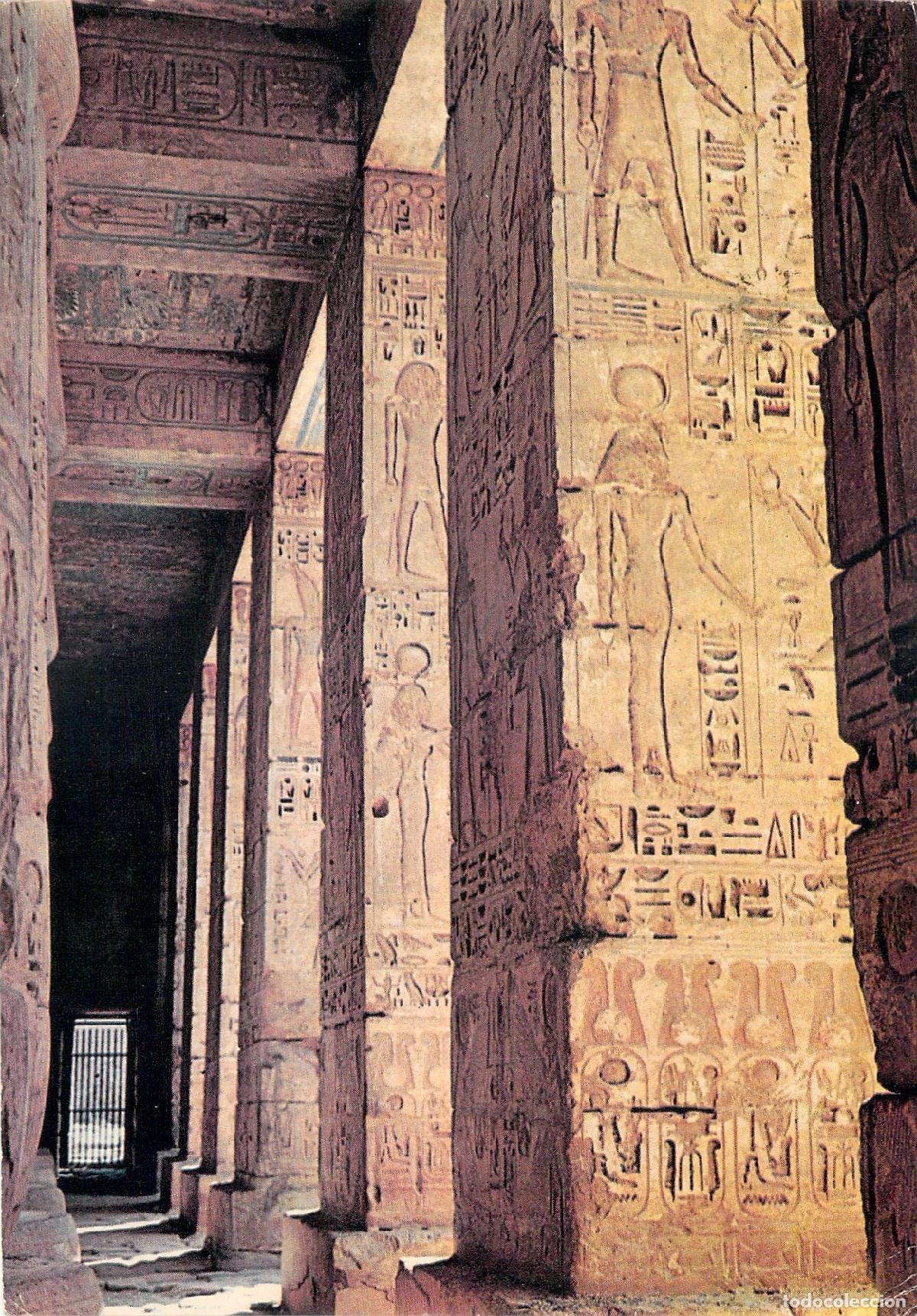 Postales: Postal Templo Egipcio de Abydos Columnas con Jerogl&iacute;ficos