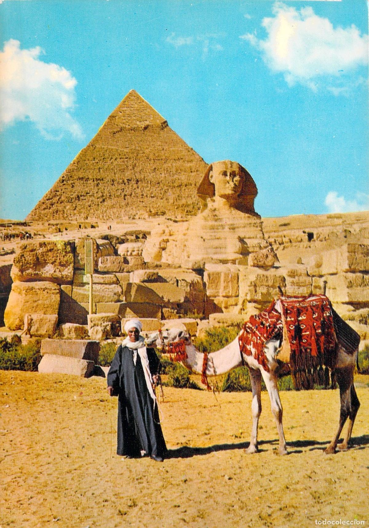 Postales: Postal de la Gran Esfinge y Pir&aacute;mide de Kefr&eacute;n en Giza, Egipto
